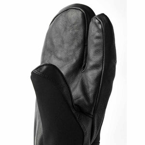Hestra black leather three finger mitten