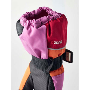 Czone multi-colored winter mitten with adjustable wrist strap and drawstring cuff