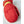 Red Hestra insulated mitten with yellow wrist strap