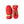 Hestra red insulated mittens with tan leather palm patches and yellow wrist adjustment straps