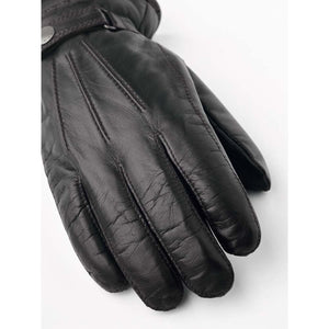 Hestra dark brown leather glove with stitched detailing
