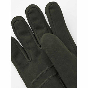 Hestra dark green leather glove close up