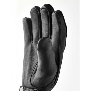 Hestra black leather glove palm view