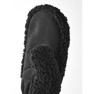Black faux shearling mitten with suede texture
