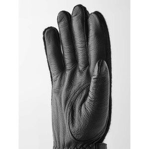 Hestra black leather glove with wool back
