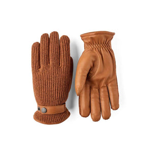 Hestra brown knit and leather gloves