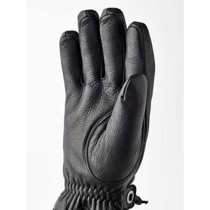 Hestra black leather glove palm view