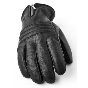 Hestra black leather glove with zippered cuff