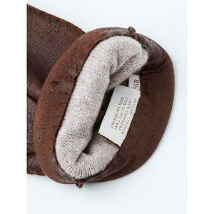 Brown peccary leather glove with cashmere lining and size 8.5 label
