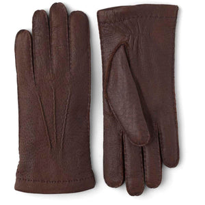 Pair of brown leather gloves with stitched detailing