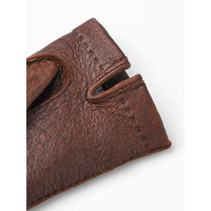 Brown Hestra leather glove cuff detail