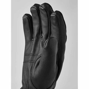 Hestra black leather glove palm view