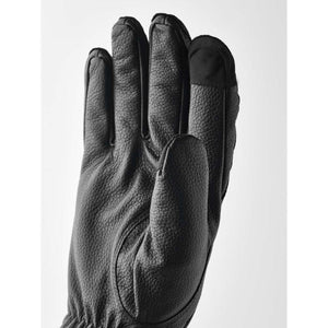 Hestra black leather glove with touchscreen compatible fingertip
