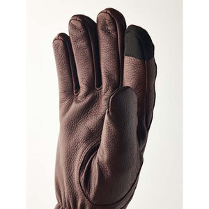 Hestra brown leather glove with black fingertip detail
