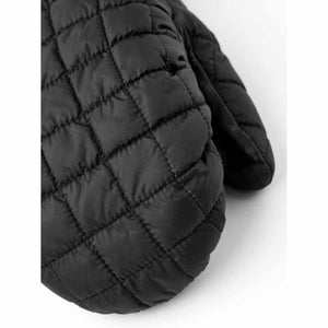 Hestra black quilted mitten close up