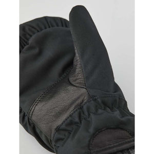 Hestra black mitten with leather palm detail