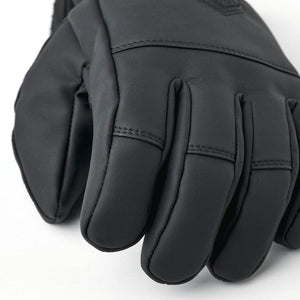 Hestra black leather glove detail