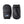 Black quilted mittens with grey knit cuffs and a small mountain graphic patch