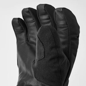 Black leather and fabric winter glove