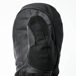 Black leather and fabric winter mitten