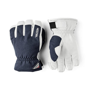 Hestra navy and white leather ski gloves