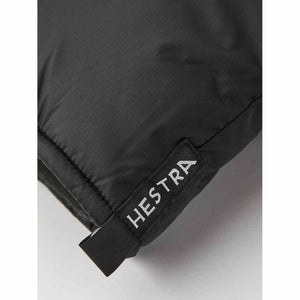 Black fabric detail with Hestra brand label