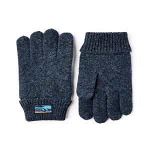 Hestra blue wool knit gloves with ribbed cuffs