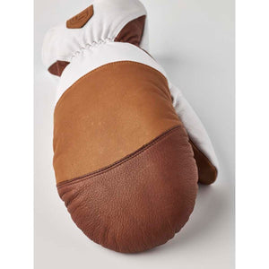 Hestra white and brown leather mitten