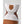 White and brown leather Hestra glove cuff with embossed logo patch