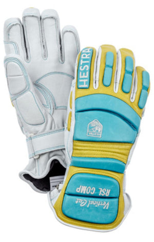 Hestra RSL Comp ski racing gloves in white yellow and blue