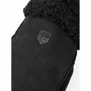 Black Hestra sheepskin mitten with embossed logo