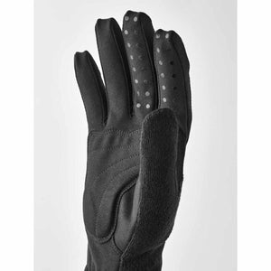 Black cycling glove with silicone grip dots on fingers