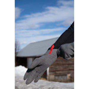 Hestra grey merino wool liner gloves with textured grip palms
