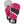 Hestra pink and grey winter mittens with black and white diagonal stripes