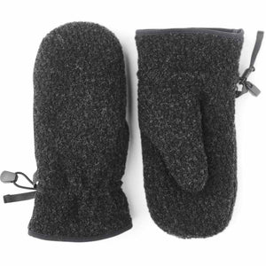 Hestra dark grey wool mittens with adjustable wrist straps
