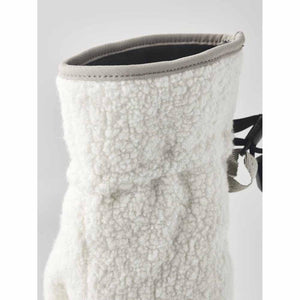Hestra white fleece mitten cuff with grey trim