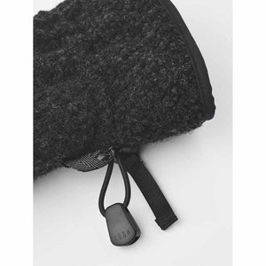 Hestra black wool mitten cuff with adjustable drawstring toggle