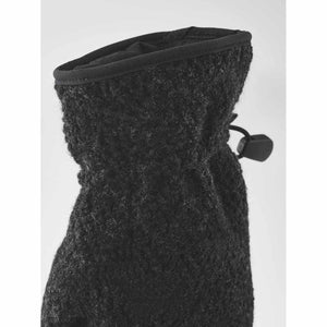 Hestra black wool mitten with drawstring cuff