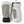 Hestra white and grey leather mittens with black cuffs and carabiner attachment