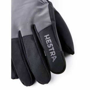 Close up of Hestra glove fingers in black and grey fabric