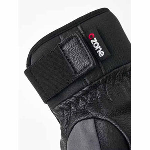 Hestra glove cuff with black leather and CZone logo tag