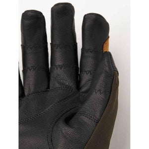 Hestra black leather glove palm detail