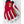 Hestra red and white leather ski glove with brand patch