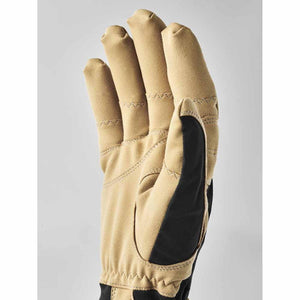 Hestra tan and black work glove showing palm side