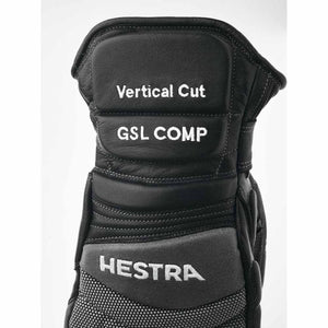 Hestra GSL Comp Vertical Cut black leather ski glove back detail