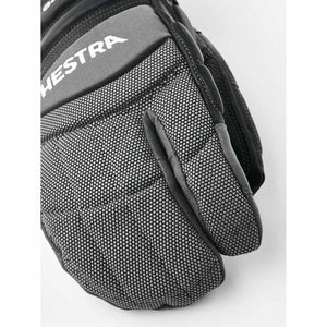 Hestra grey and black textured winter glove detail