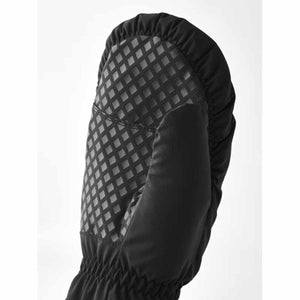 Black Hestra mitten with a textured grid pattern on the palm
