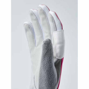 Hestra white and grey glove with pink trim