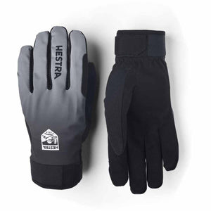 Hestra grey and black athletic gloves with velcro wrist straps