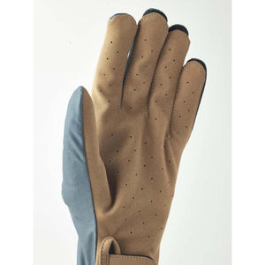 Hestra tan perforated leather glove with grey fabric side panel
